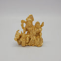 Premium Brass Shiva Parivar family portrait statue glossy mirror gold finish lifestyle decor gifting piece 4 inch 9.5cm height front profile size guide