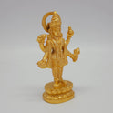 Premium Brass standing Lord Dhanvantari statue 6 inch 15cm 45 degree front right corner view focusing on amrita kalash nectar pot