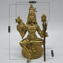 Premium pure brass seated Goddess Rajarajeshwari statue protective lacquer coating 8-inch 20cm height 3.1kg weight straight pose front view decor only size guide