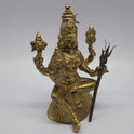 Premium Brass seated Goddess Rajarajeshwari statue 8-inch 20cm height 45 degree left pose corner view highlighting ankusha and pasha noose