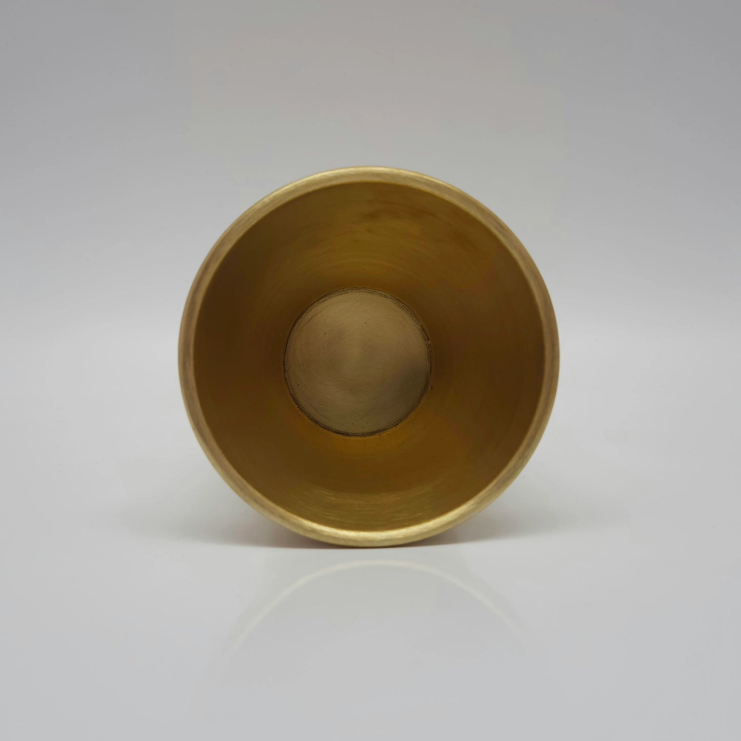  Top-down view looking inside the seamless pure brass tumbler used for kitchen or temple rituals