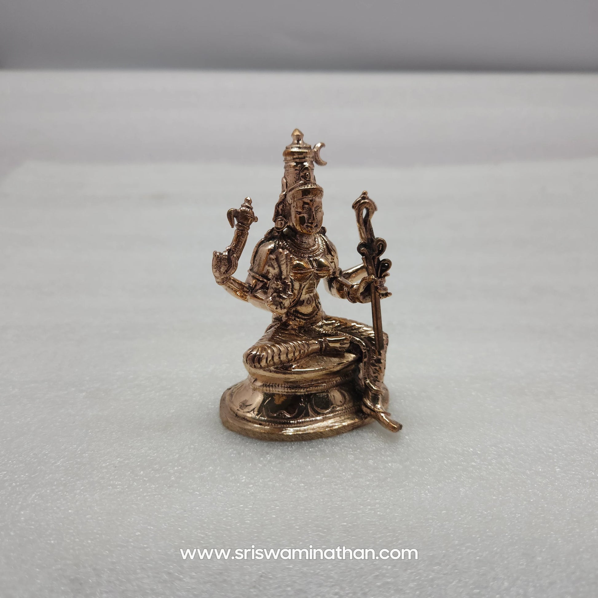 Side view of Rajarajeshwari Panchaloha Idol 3.5 Inch showing Ankusha and Pasha detail — Tripura Sundari, Kumbakonam handcrafted
