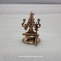 Close-up of Rajarajeshwari Panchaloha Idol four hands — Ankusha, Pasha, Pushpa Bana, Ikshudanda, Chaturbhuja form, Kumbakonam craftsmen

