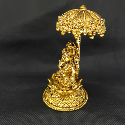 Sri Swaminathan & Co Premium Brass Kudai Ganesha Statue