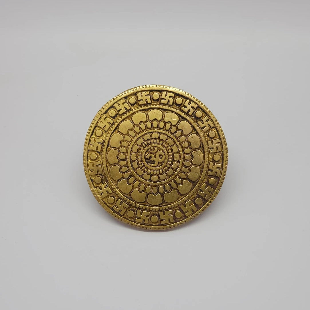 Flat top-down perspective highlighting the symmetrical pattern of the expanding lotus circles and outer swastika perimeter shield