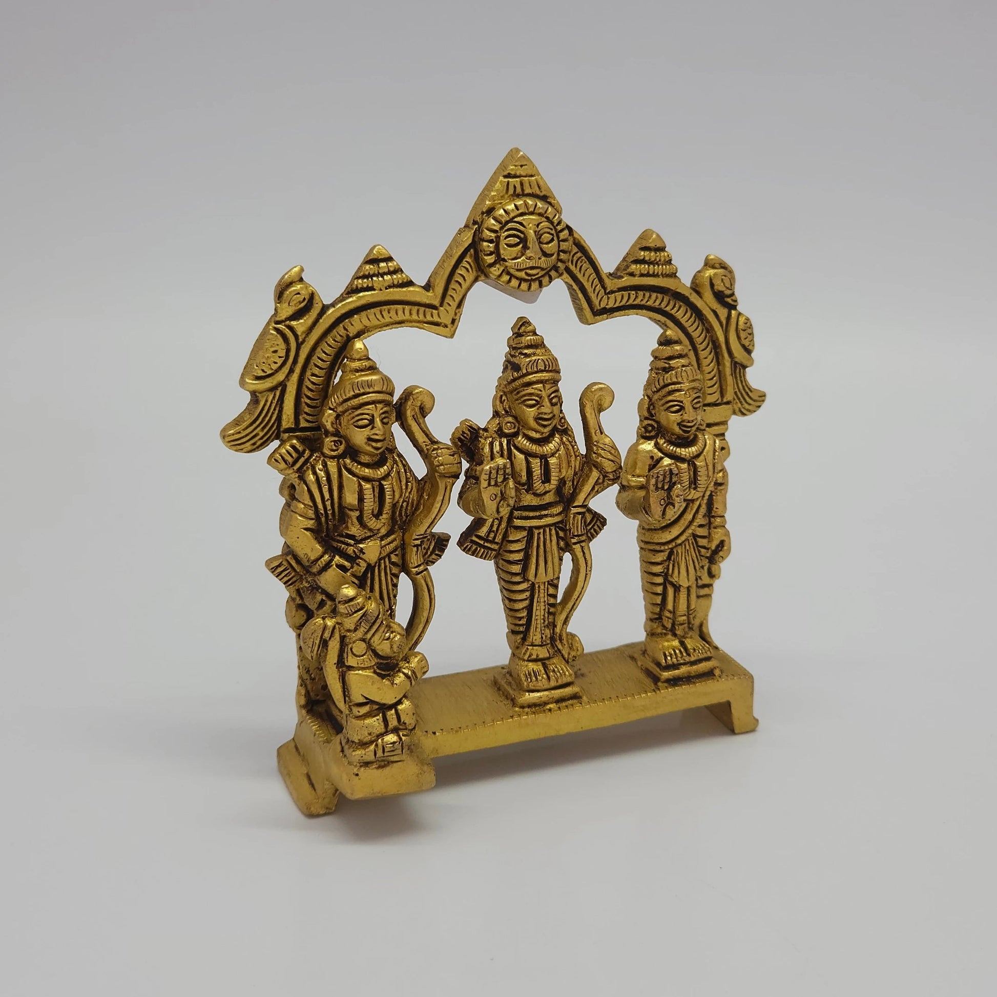 Right 45-degree perspective highlighting the fine features of Goddess Sita, Rama's crown detailing, and the side arch pillars.