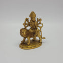 Right 45-degree perspective highlighting the fine features of the Goddess face, the raised Abhaya blessing hand, and the lion's forward stance