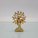 Rear view showcasing the solid back structure of the branch network, the reverse circular lotus base, and the raw antique brass texture of the 160g idol.
