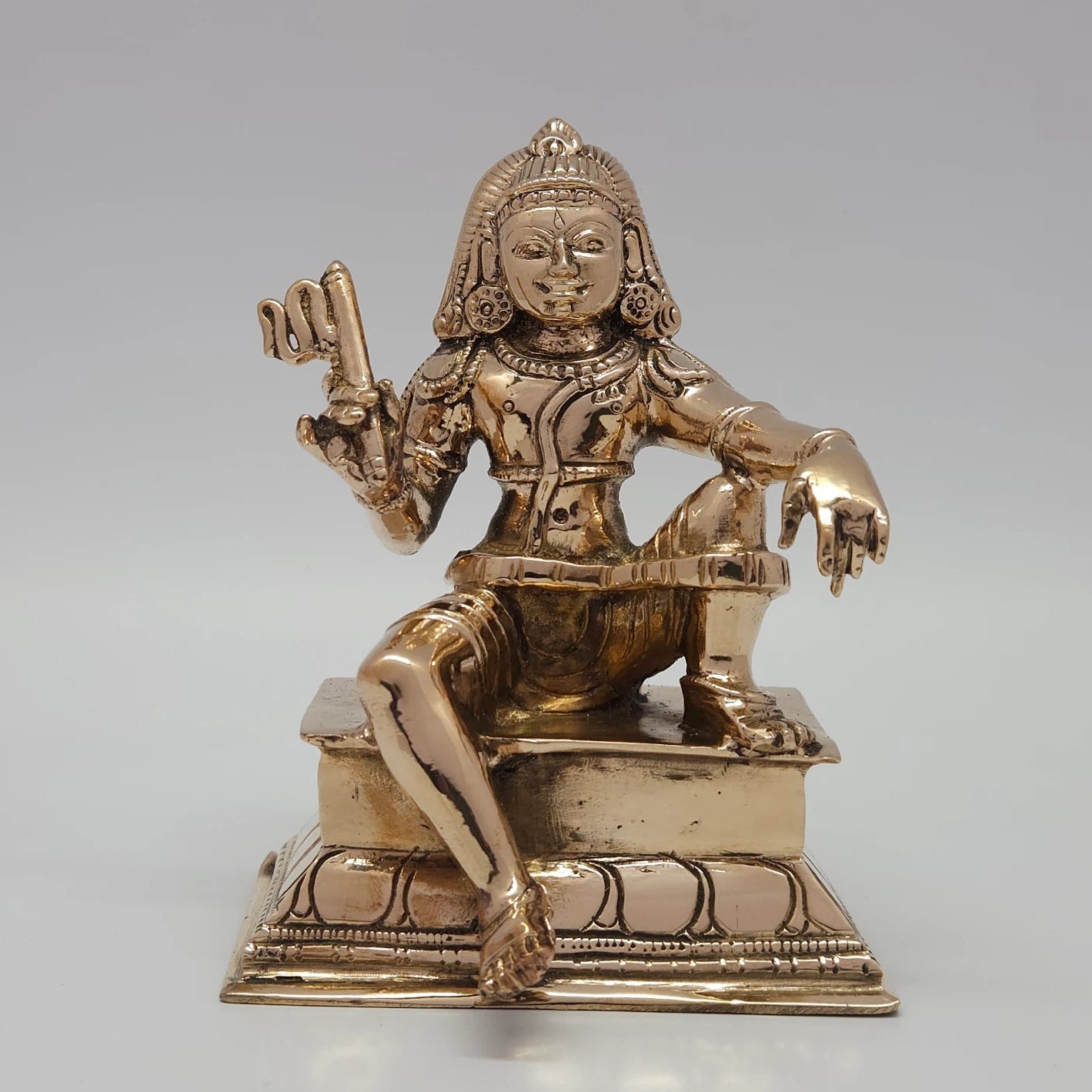 Sastha Ayyanar Panchaloha Idol Full Front View 15cm Home Temple Guardian Deity