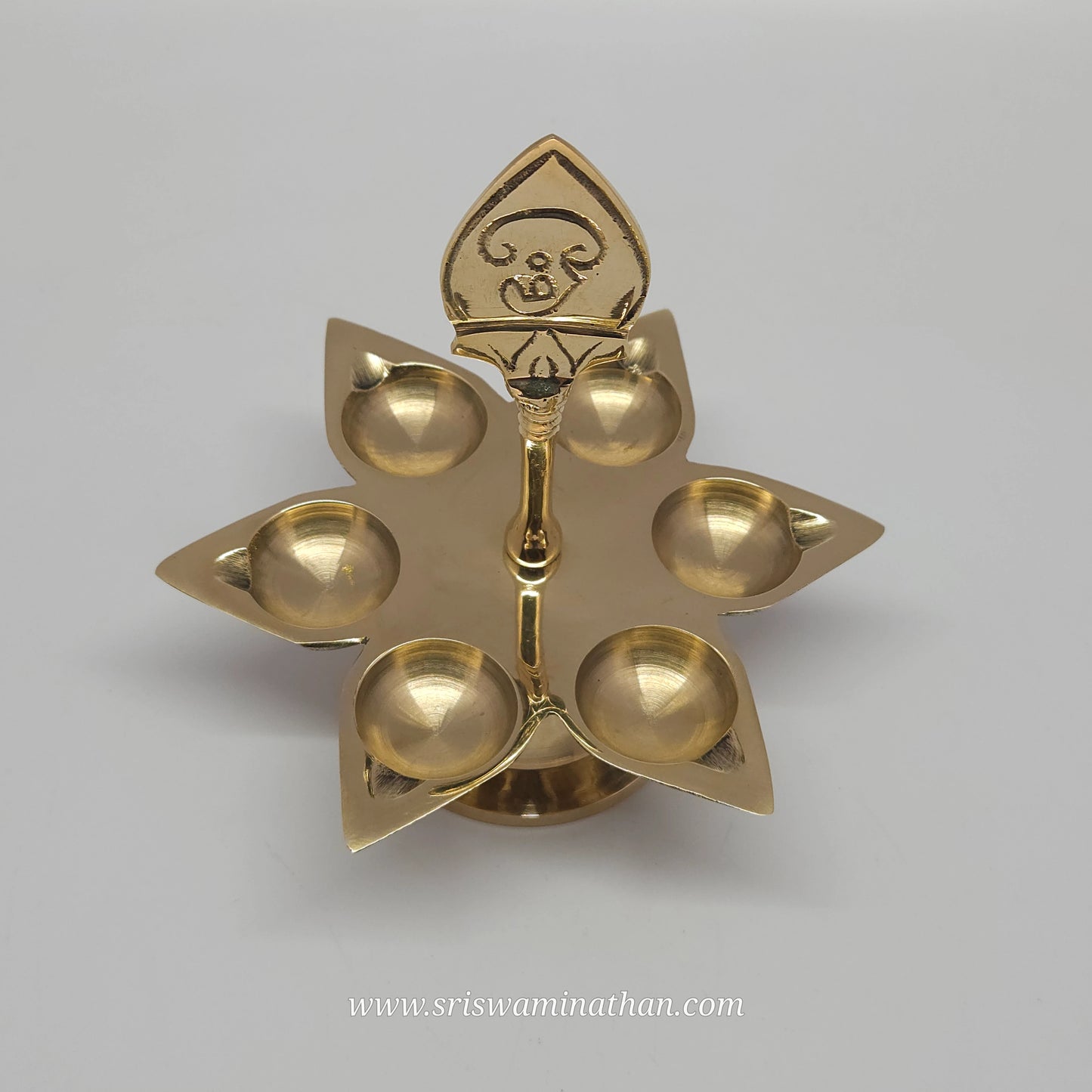 Shanmuga Vilakku in brass for Murugan devotees