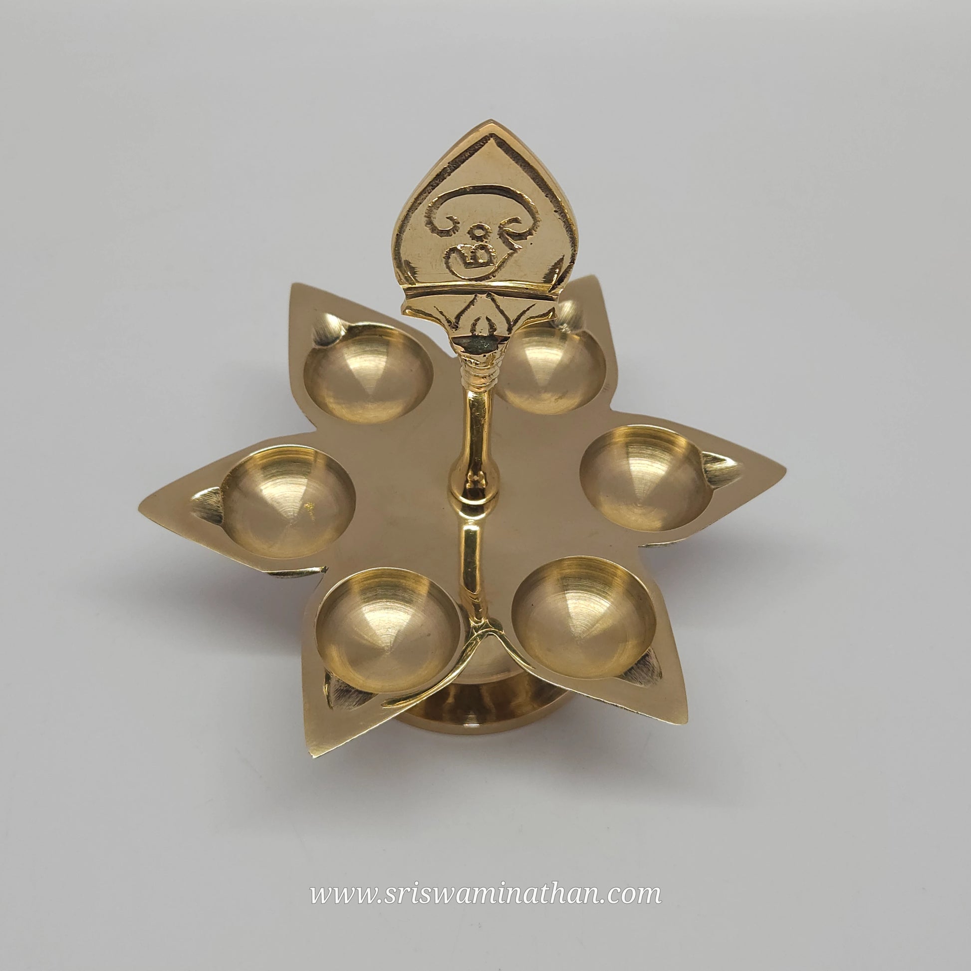 Shanmuga Vilakku in brass for Murugan devotees