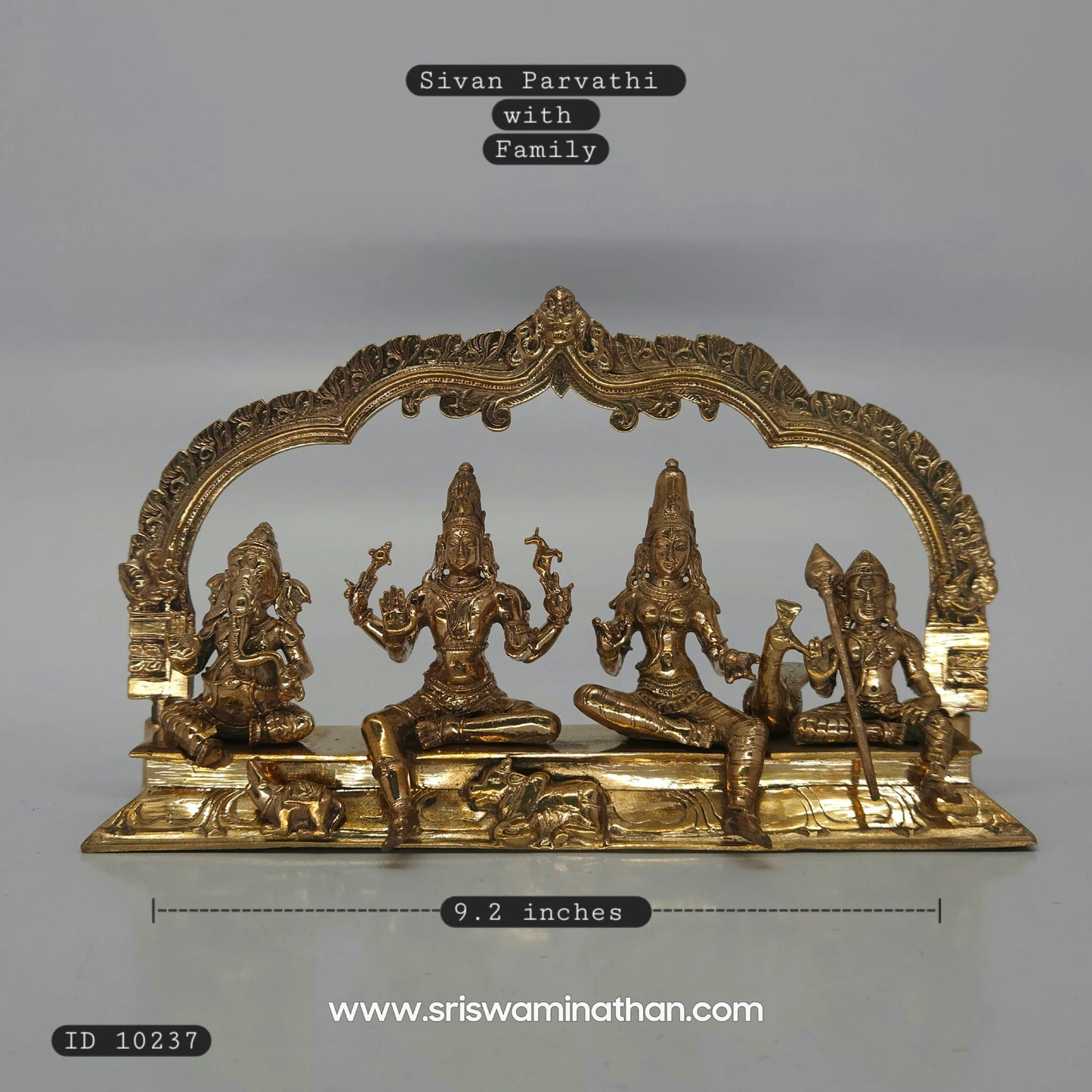 Shiva Parvathi Ganesha Murugan Panchaloha - Complete Family Statue with Vahanas - Premium 1.35kg