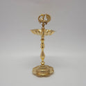  Fine quality 20 cm pure brass peacock oil lamp with a flower-shaped base stand.