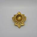 Straight front view of the 8.5cm big size fine grade solid brass lotus shaped pooja diya by Sri Swaminathan and Co.