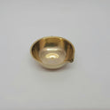 Three-quarter perspective view of the 20g mini brass agal cup lamp showcasing the single-spout wick nose projection