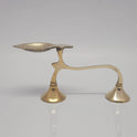 Left side profile view of the pure brass long-handle daily puja lamp highlighting the excellent ground clearance and oil bowl alignment
