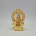 Full back view of the solid 980 grams gold powder-coated brass Saraswati statue showing the clean contours of the reverse archway backing.