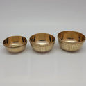 Direct straight front view of the premium solid brass checked pattern royal pebble katori bowl set showcasing the three size variants arranged in a horizontal row.