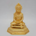 Direct straight front view of the premium solid brass meditating Lord Hanuman statue in gold powder coated glossy finish by Sri Swaminathan and Co.