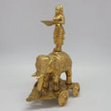 Sri Swaminathan and Co premium handmade brass Deepalakshmi on Gaja chariot vilakku 10-inch 26cm height 2.2kg weight 45-degree front left side profile view size guide