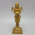 Sri Swaminathan and Co premium brass Deepalakshmi Pavai Vilakku oil lamp with symmetrical shoulder parrots front straight profile view size guide