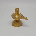 Sri Swaminathan and Co pure brass Shiva Lingam statue 8.5cm height 45 degree left pose corner view highlighting the hand chiseled gomukhi water drainage spout
