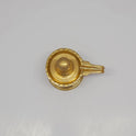 Sri Swaminathan and Co pure brass Shiva Lingam statue 8.5cm height overhead top down view showcasing the round water holding peedam tray and spout channels