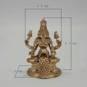 Sri Swaminathan and Co premium handcraft style Panchaloha Dhana Lakshmi seated statue 8.5cm height 5.5cm length 280gm weight straight pose front view size guide