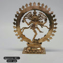Sri Swaminathan and Co handcraft style Panchaloha Nataraja statue 15cm height back pose rear view showing reverse of fanned jata hair braids and square peedam