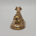 Sri Swaminathan and Co handcraft style Panchaloha Nandi statue 7.5cm length back pose rear view showing reverse profile of tail and back blanket
