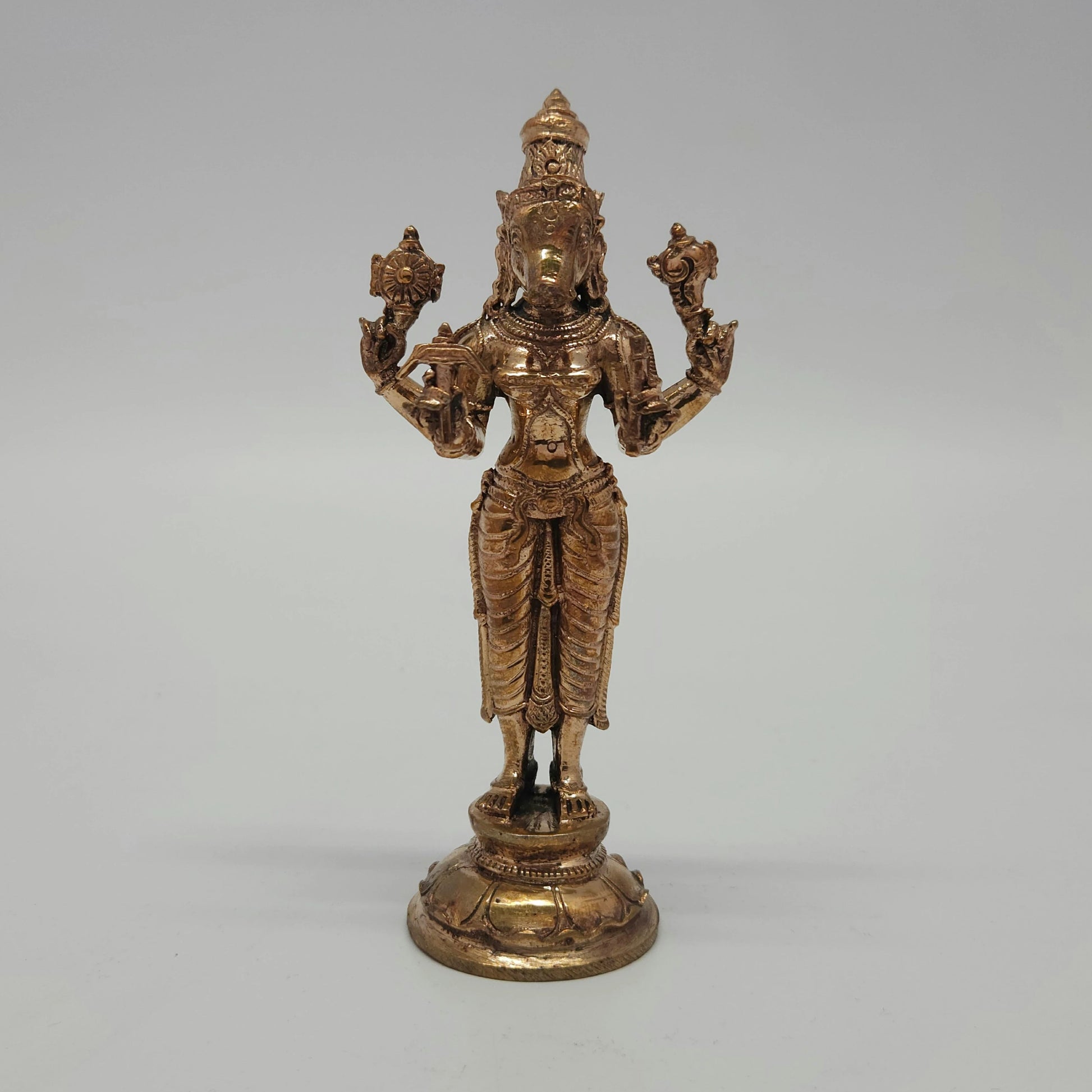  Sri Swaminathan and Co premium handcraft style Panchaloha Varahi Amman standing statue 13cm height 6cm length 270gm weight straight pose front view