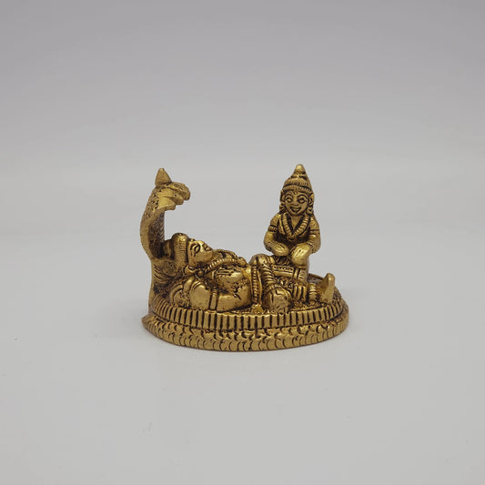 Sri Swaminathan and Co brass Ranganathar vigraham antique finish 200g weight side posture view facing right side showing uniform heritage dark bronze-toned patina finish and 4.5cm depth