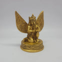 Sri Swaminathan and Co brass Garuda Alwar statue antique finish 1kg weight 45 degree right pose corner view focusing on kneeling garudasan stance and folded hands profile