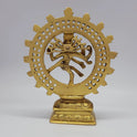 Sri Swaminathan and Co brass Nataraja shiva tandava statue antique finish 1.05kg weight back pose full rear view showing reverse of circular thiruvasi halo arch and rectangular base