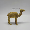 Sri Swaminathan and Co premium solid brass standing royal camel statue heritage antique finish 1.4kg weight 20cm length front straight profile view size guide