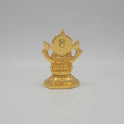 Sri Swaminathan and Co brass miniature Chaturbuja Ganapathi statue gold finish 300g weight back pose full rear view showing reverse of tiered halo crown and octagonal base platform
