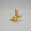 Sri Swaminathan and Co brass crawling Baby Krishna Santhana Krishna figurine gold finish 100g weight 45 degree right facing rear view showing reverse of hair bun crown and leg extensions