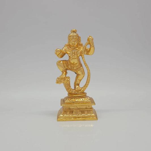 Sri Swaminathan and Co premium brass Kaliyanardhana Krishna statue Kaliya Nartana dancing on snake gold powder coated finish 300g weight front view size guide