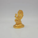 Sri Swaminathan and Co brass miniature Mahalakshmi statue gold finish 275g weight back pose 45-degree rear view showing reverse of radiating crown halo and octagonal base platform