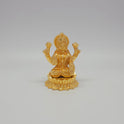 Sri Swaminathan and Co premium brass seated Goddess Mahalakshmi statue twin lotus round base glossy gold finish 200g weight front view size guide