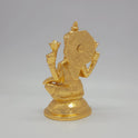 Sri Swaminathan and Co brass Padmasana Mahalakshmi statue gold finish 750g weight back pose full rear view showing reverse of sirachakra halo and circular round lotus base