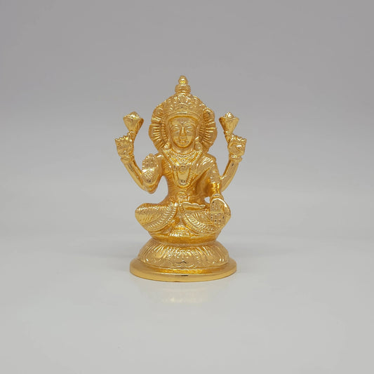 Sri Swaminathan and Co premium brass seated home decor Padmasana Mahalakshmi statue on round lotus base gold powder coated 