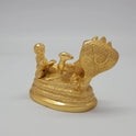 Sri Swaminathan and Co brass Ranganatha vishnu statue gold finish 10cm length back pose full rear view showing reverse of five headed adisesha hood canopy and oval pedestal base
