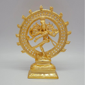 Sri Swaminathan and Co premium brass Shiva Tandava cosmic dance statue gold powder coated finish 23.5cm height front straight profile view size guide
