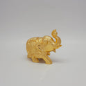 Sri Swaminathan and Co brass elephant statue gold powder coated 4 inch 11cm height side posture view facing right side showing uniform satin gold finish layer