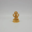Sri Swaminathan and Co premium brass seated Goddess Mahalakshmi statue twin lotus flared round base satin gold finish 110g weight front straight profile view