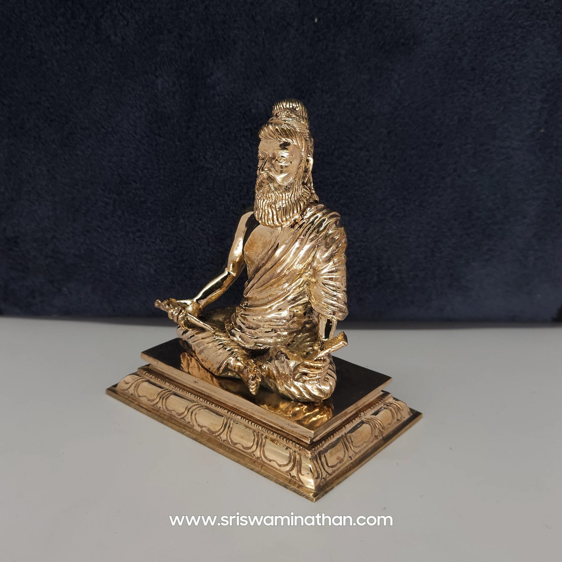 Thiruvalluvar Panchaloha Side View - Jnana Mudra Palm Leaf - Premium Brass Craftsmanship