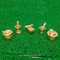 Traditional Brass Kitchen Miniatures Close-up - 5 Grinding Items - Tamil Wedding Gift Tradition