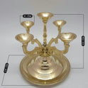 Heavy premium brass 5 face karpoora harathi stand held during deeparadhanai rituals, showcasing traditional Kumbakonam craftsmanship for temple donations with Dimensions