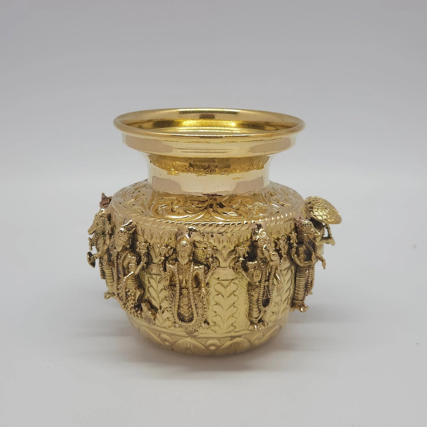 Vaikuntha Urja Patra Brass Dashavatar Sadhana Kalash Front View Vishnu Tattva Lota Sri Swaminathan